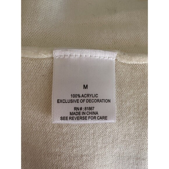 U.S. POLO ASSN. Sweater Jewel Neckline Embellish White Long Sleeve Women's Small - Picture 9 of 13